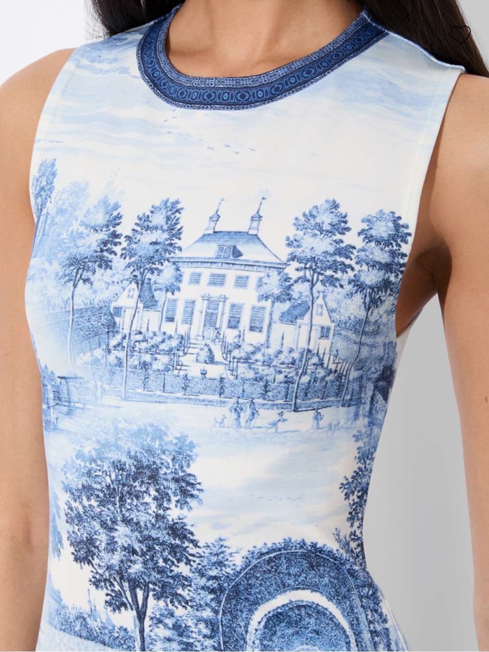 Alice + Olivia Blue and White Scenic Mini Dress - Picture 4 of 9